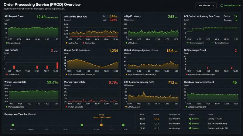 Production Dashboard Mockup