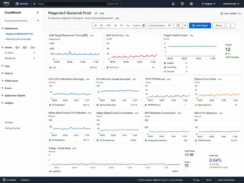Screenshot of CloudWatch dashboard