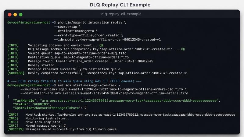 Screenshot of the command-line handling DLQ
